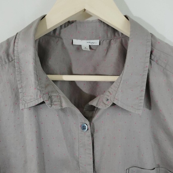 Halogen Gray/Pink Polkadot Button-Up Shirt Sz XL - Picture 2 of 9